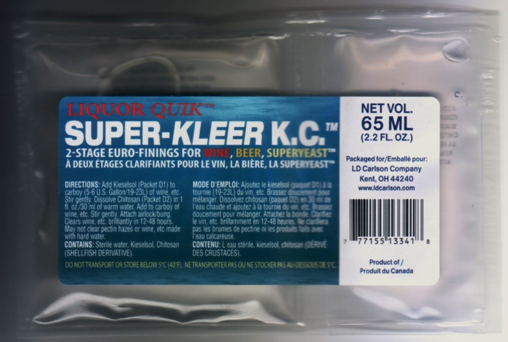 DUALFINE 2-STAGE FINING CHITOSAN+KIESELSOL FORMERLY LIQUOR QUIK SUPER KLEER K.C.