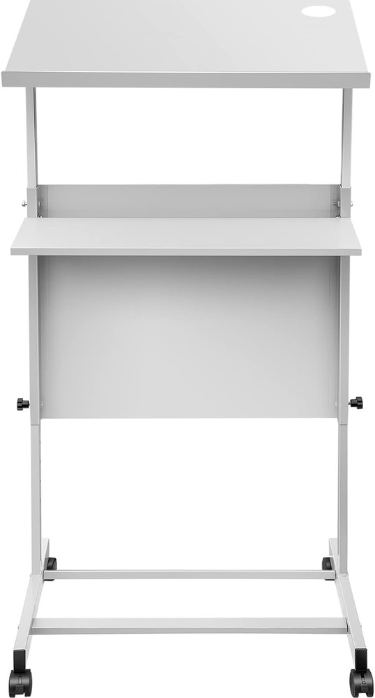 Height Adjustable Portable Lectern with Wheels & Storage for Classroom & Events