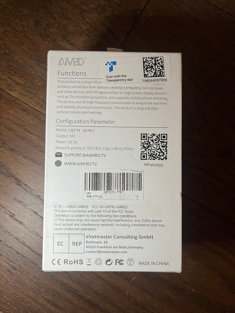 AIMIBO Wireless HDMI Transmitter & Receiver Kit Q3 TX Q3 RX