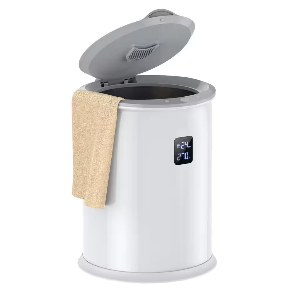 Electric Large Towel Warmer in White, LED Temperature Display, Smart Timer, Insu