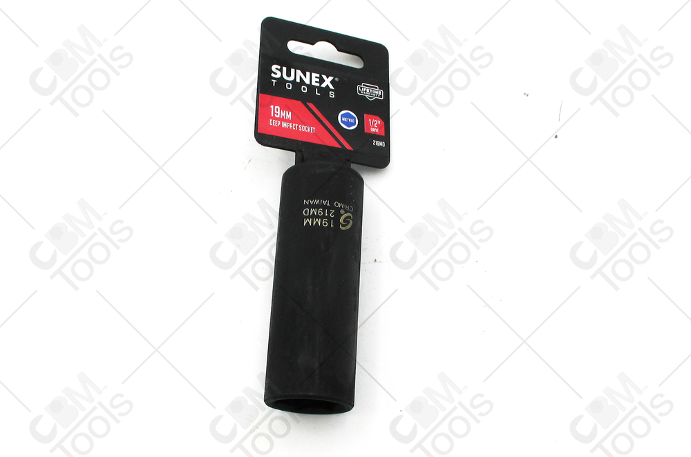 Sunex 219MD - 19mm Deep Impact Socket - 1/2" Drive - 6 Point - 3" Length