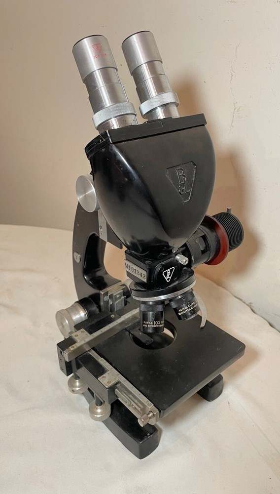 vintage original Bausch & lomb August Waeldon balplan binocular iron microscope