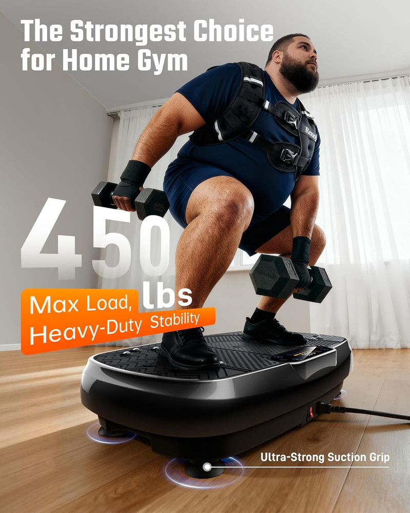 Vibration Plate Exercise Machine, 450Lbs Capacity Full Body Workout Platform, LE