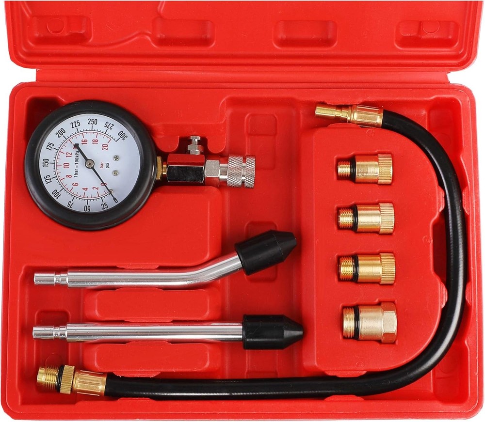 JIFETOR Compression Tester Kit, Small Engine Cylinder Test Pressure Red Case