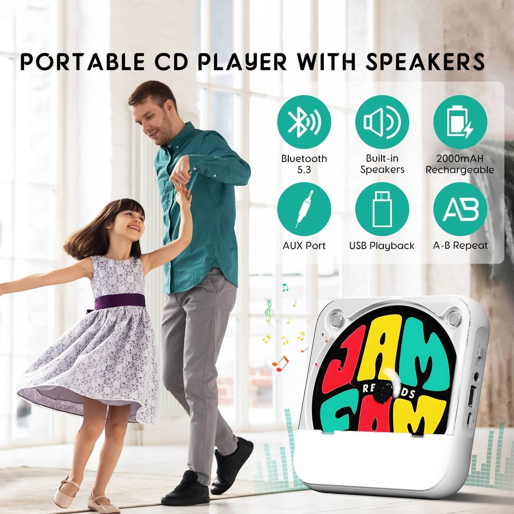 Versatile CD Player Audio Speaker 5V2A Bluetooth 5.3 User-Friendly Operation aa
