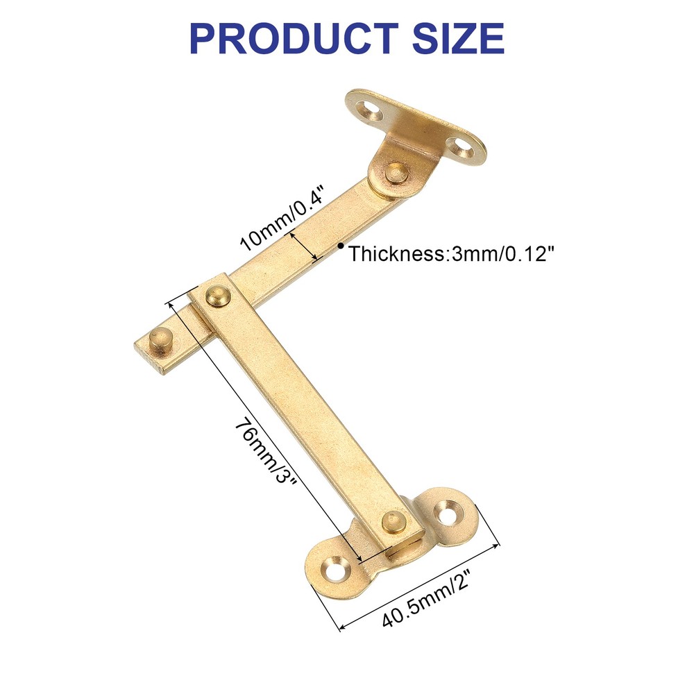 2Pcs Brass Lid Folding Support Hinge Lid Stay Hinges Lid Support Hinge Gold