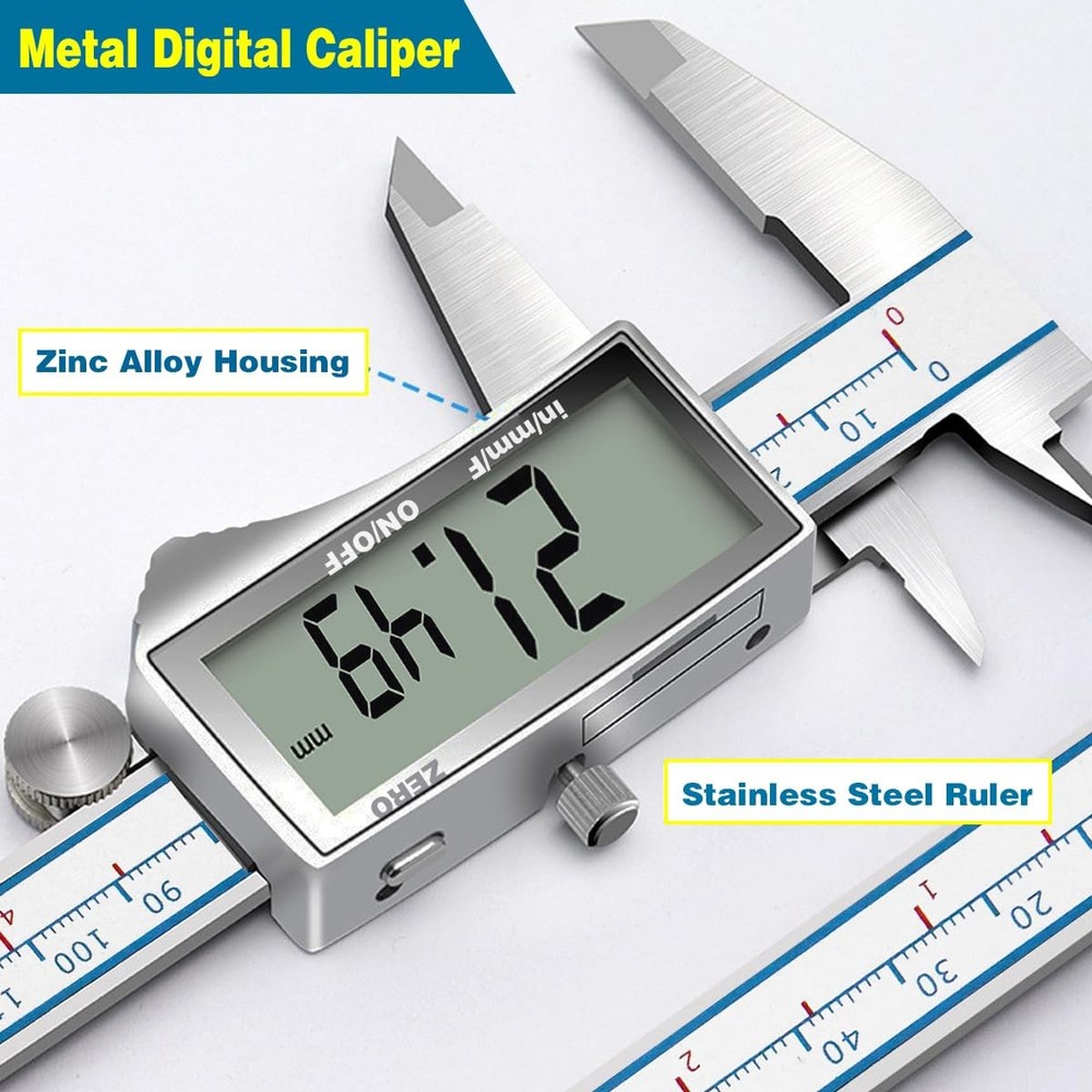 Digital Calipers, 6" Vernier Caliper- Electronic Micrometer with Large LCD Sc...