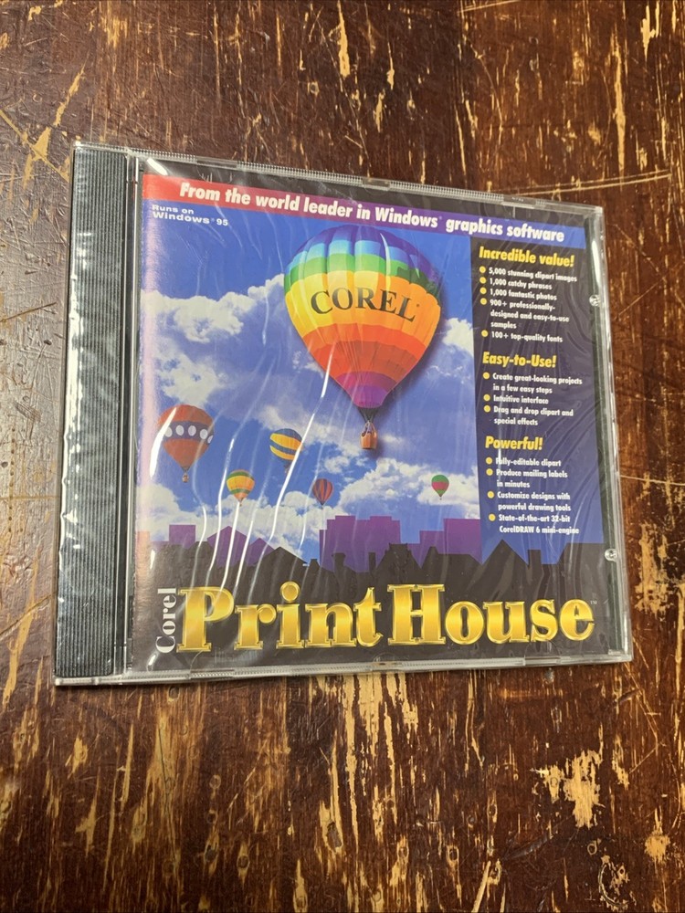 Corel Print House Computer CD - Windows 95 Disc ( New Sealed )