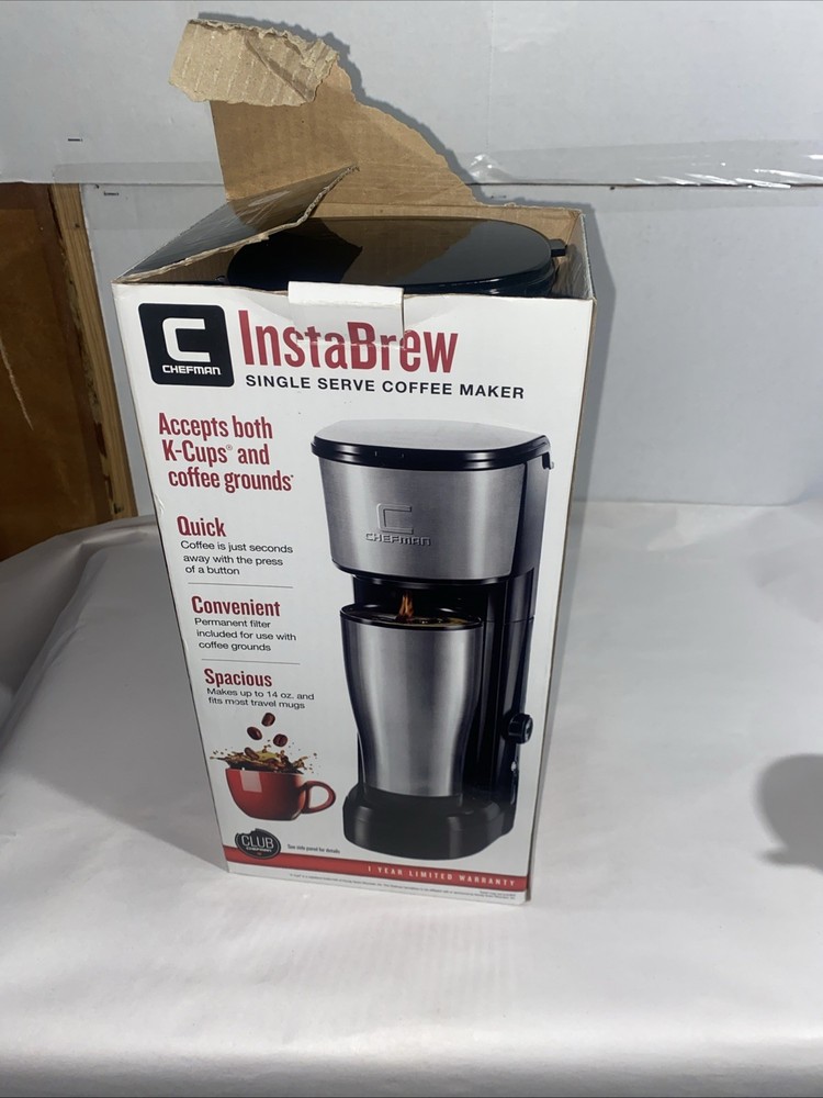 Chefman Instabrew Single Serve Coffee Maker, 14 Oz/Missing Ground Coffee Filter