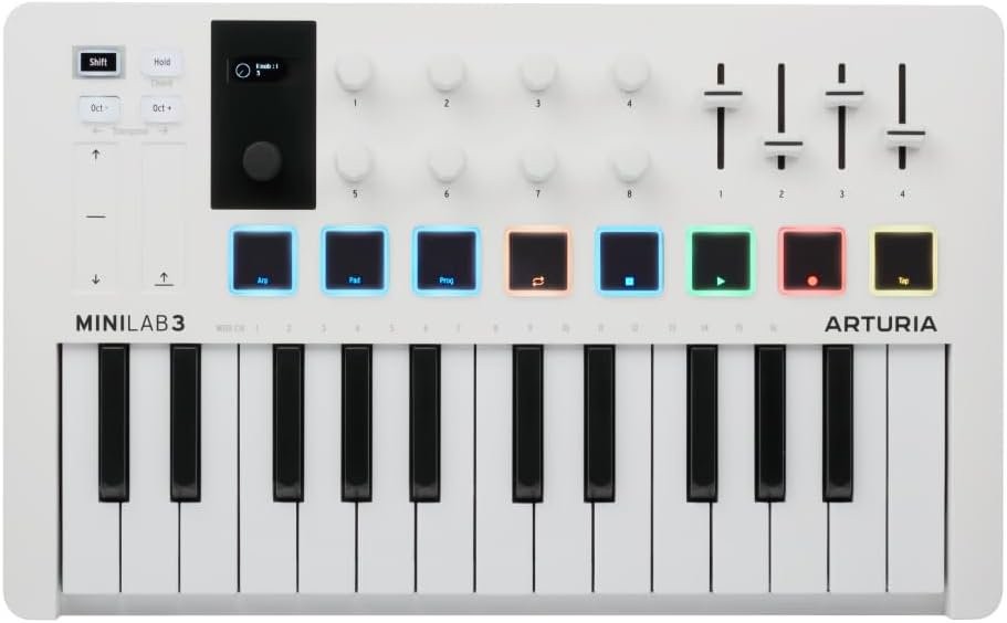 Arturia MiniLab 3 25-Key USB MIDI Controller – White