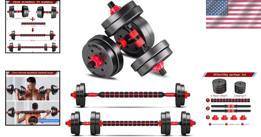 Compact 20 lb Dumbbell Set with Adjustable Weights for Efficient Training