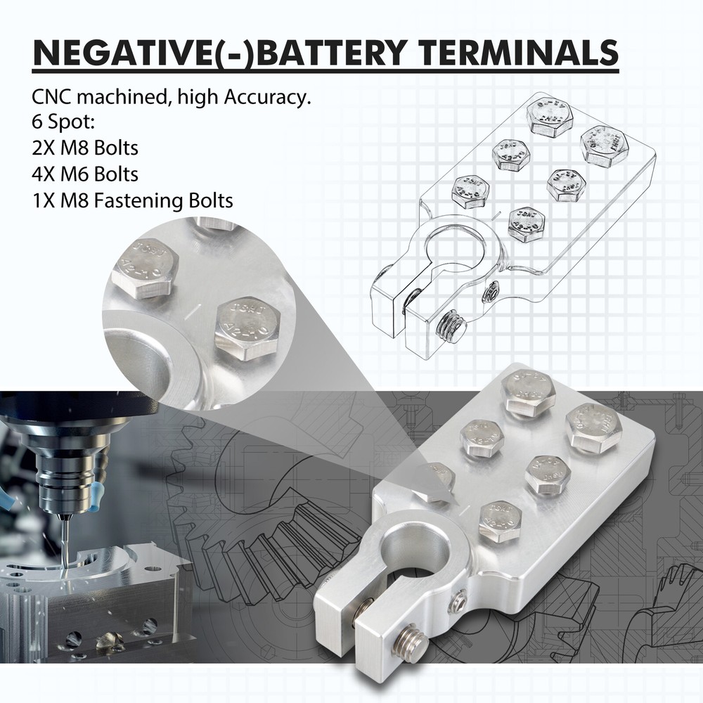 For Car Audio 6 Spot Flat Multi Connection Battery Terminals For SAE Post