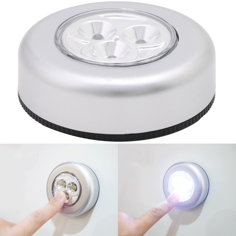 2 PACK 3 LED Touch Push On/Off Light Self-Stick On Click Battery Operated Lights