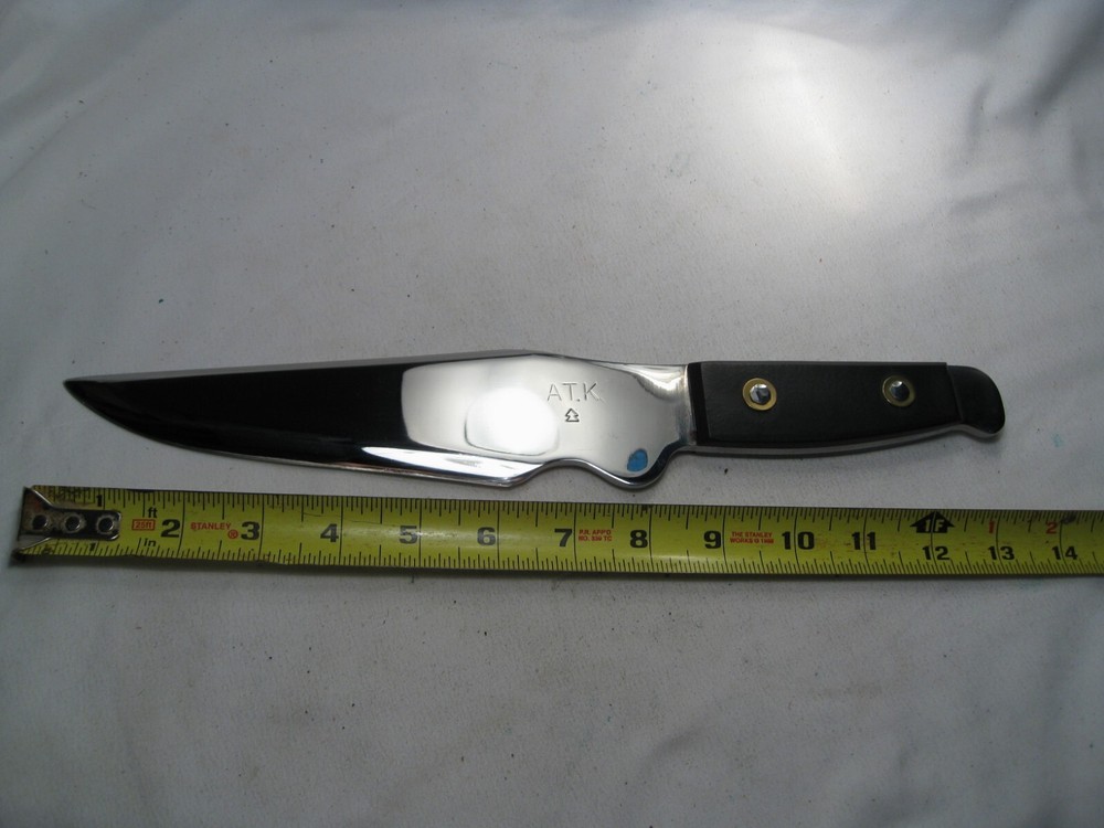 Large CUSTOM AT.K Fixed Blade Knife w/ Sheath. #14
