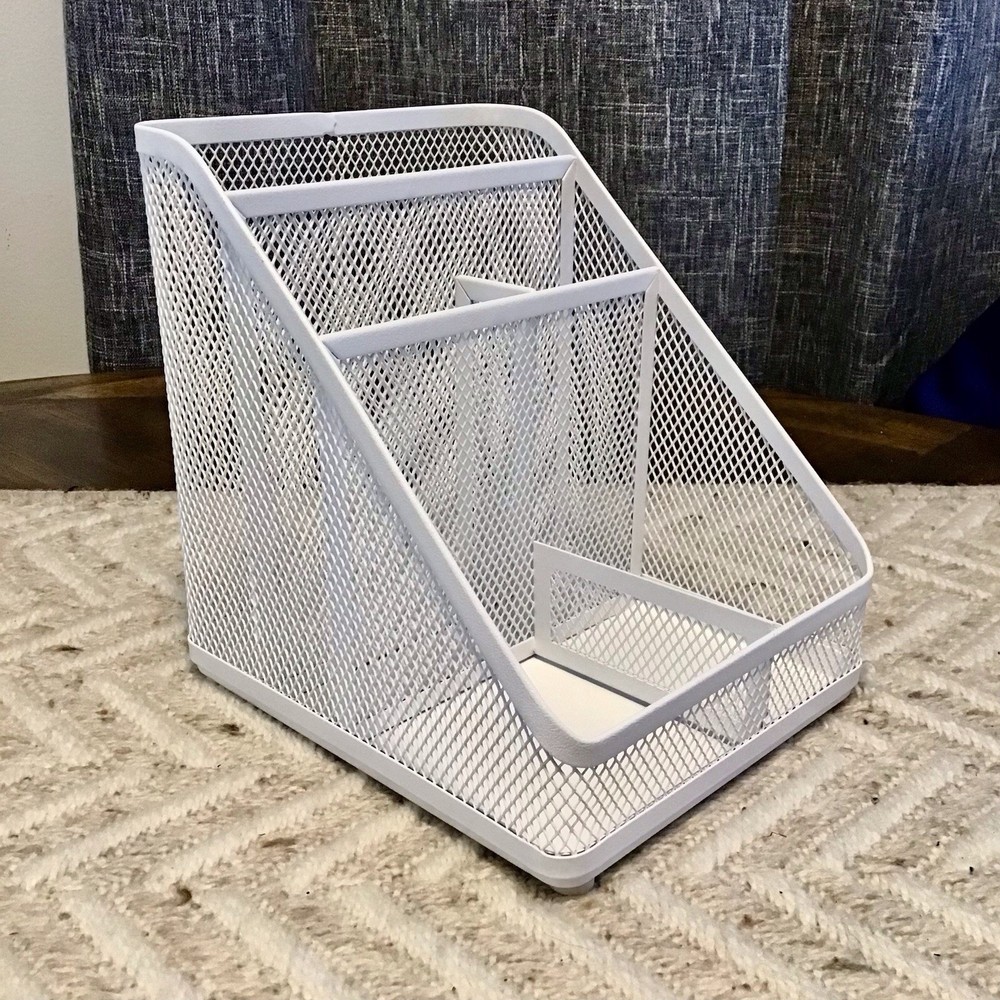 Bright Room White Mesh Desktop Organizer 7”x7”x6”Deep