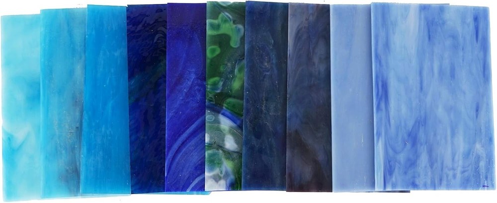 Stained Glass Sheets Variety Pack, 10-Pack Blue