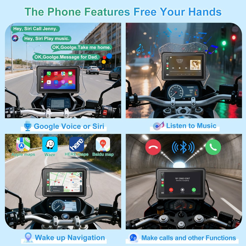 for BMW Motorcycles Touchscreen,Plug & Play Display,Support CarPlay/Android Auto