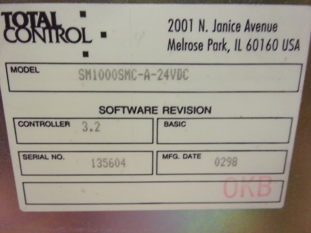 Total Control SM1000SMC-A-24VDC Controller 3.2 Software Revision