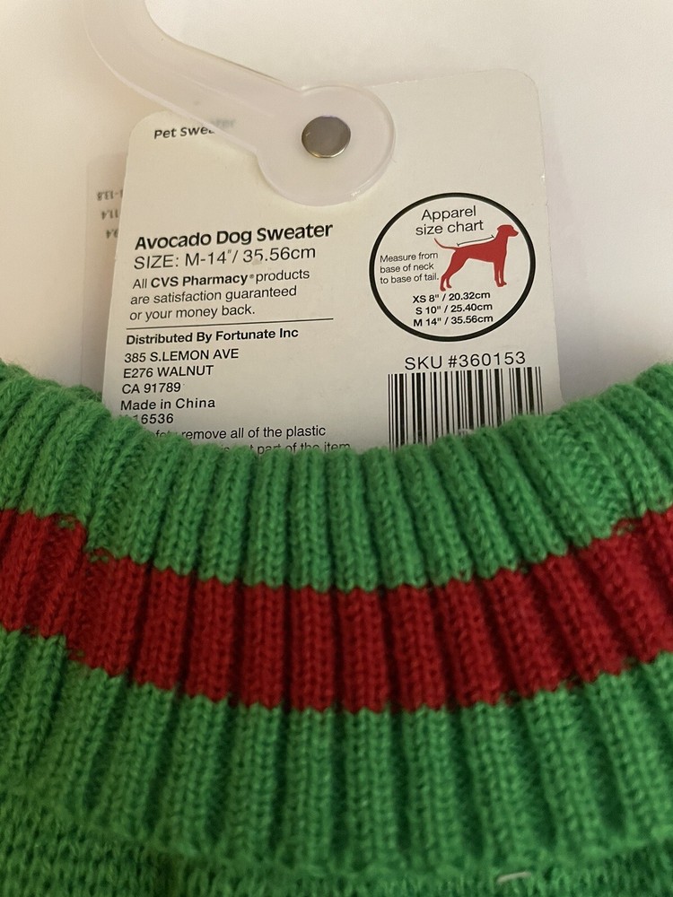 Christmas Avocado Dog Sweater- Size- Medium