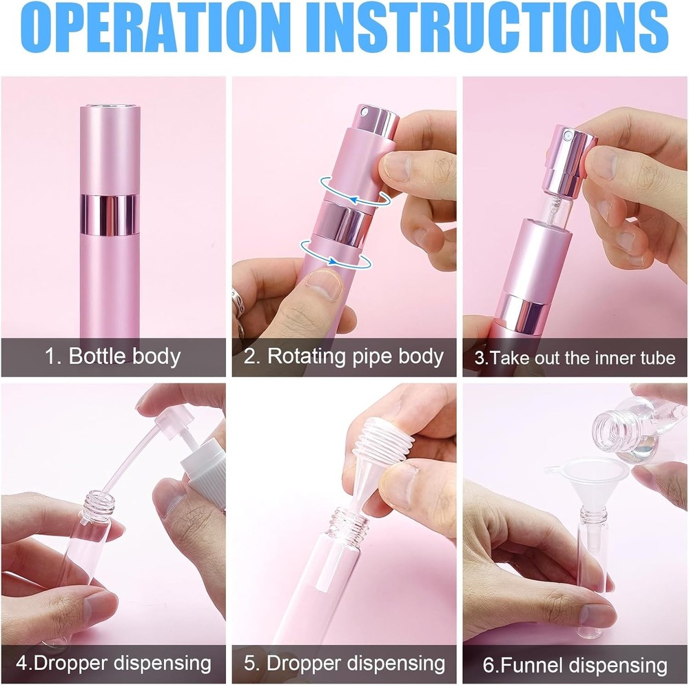 4PCS 8ML Refillable Perfume Atomizer Travel Portable Mini Pocket Perfume Atomize