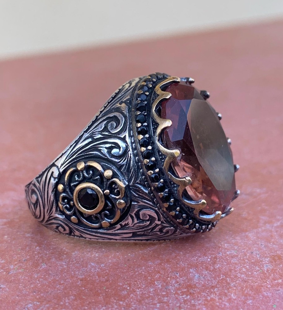925 SILVER RING Men Solitaire Alexandrite Ring Sterling Man $