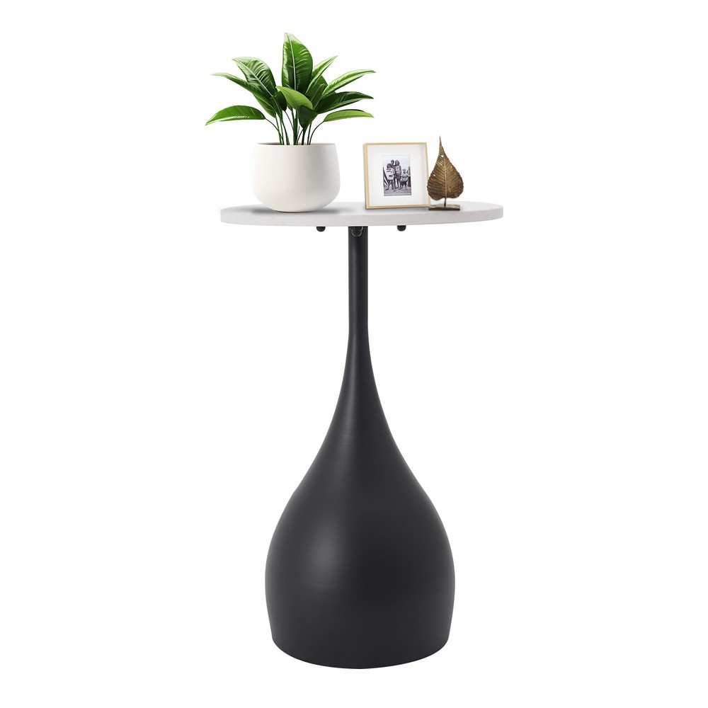 1378 Inch Marble Sofa Side Table  Modern Round Accent Table For Small Spaces