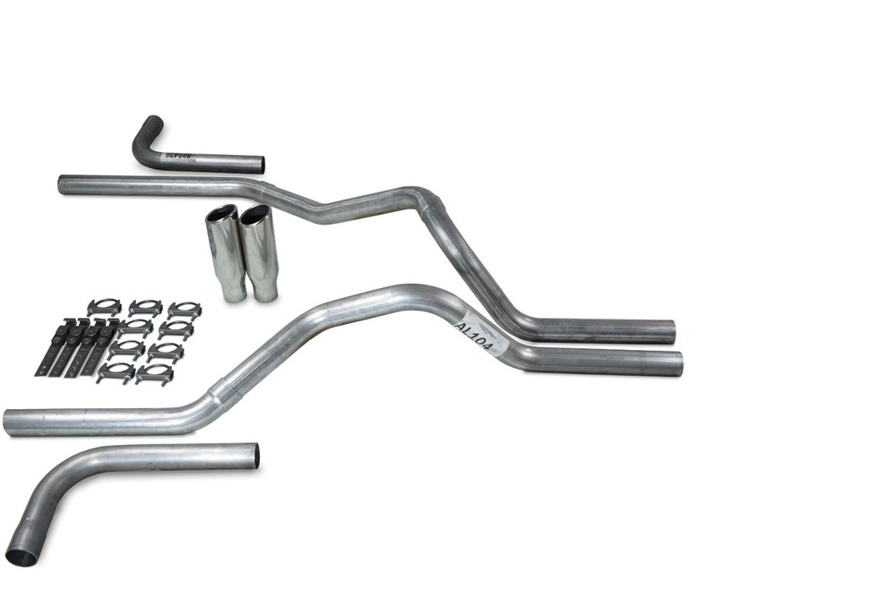 Chevy GMC 1500 96-99 2.5" Dual Exhaust Kits No Muffler Clamp on Tips Side Exit