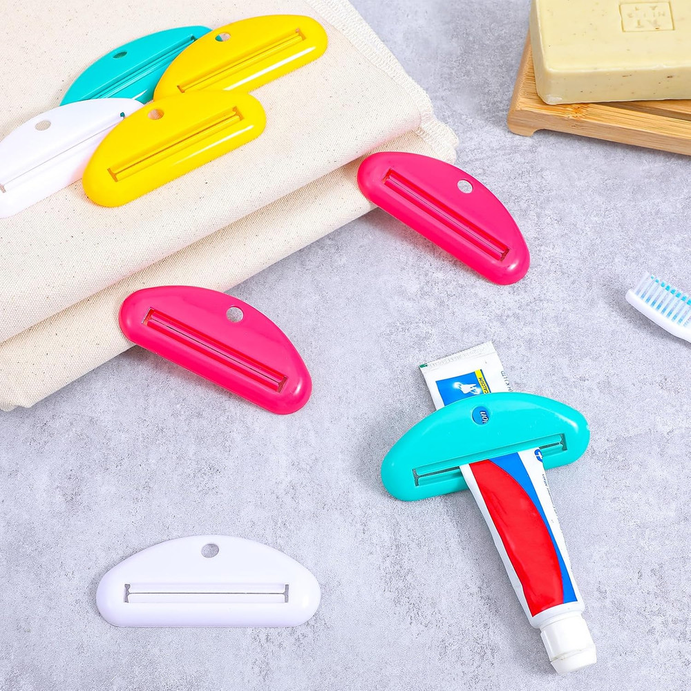 Bremorou 8 Pcs Toothpaste Squeezer Plastic Toothpaste Tube Squeezer Holder Clip