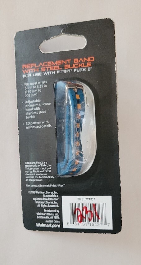 Fitbit Flex 2 Band Blue-Orange Blackweb REPLACEMENT (L6) w/ Silver Steel Buckle