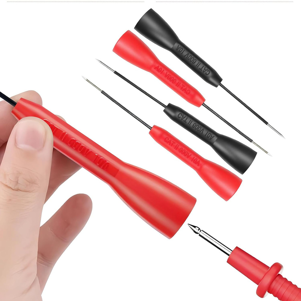 4 Pack 2Mm Extended Needle Test Probes, 600V 10A Insulation Piercing Probe Tips,