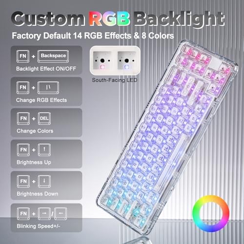 X71 Wireless Hot Swappable Transparent Mechanical Crystal Ice Switch White