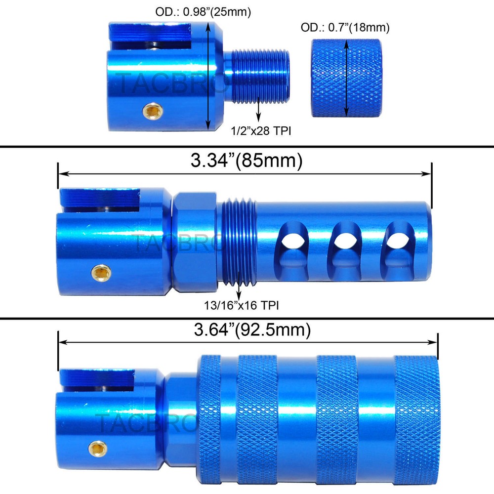 Ruger 1022 Muzzle Brake Adapter For Non-Thread 10/22 - Blue Anodized Aluminum