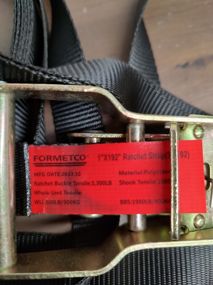 Rachet Strap Rachet Assembly Tie Down with Hooks 1" x 192" Polyester
