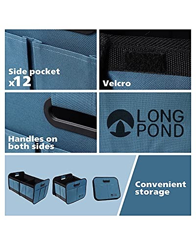 Car Trunk Organizer Storage SUV Foldable Cargo Storage Containers with 9 Blue