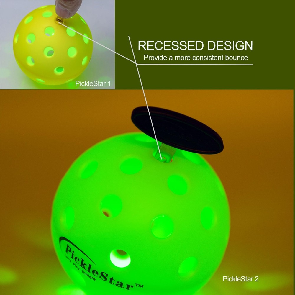 PickleStar Gen 2 Premium LED Pickleball Balls - Next-Generation Glow & Perfec...