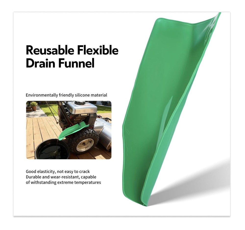 Reusable Flexible Oil Drain Funnel Form a Foldable Bendable Flex Green