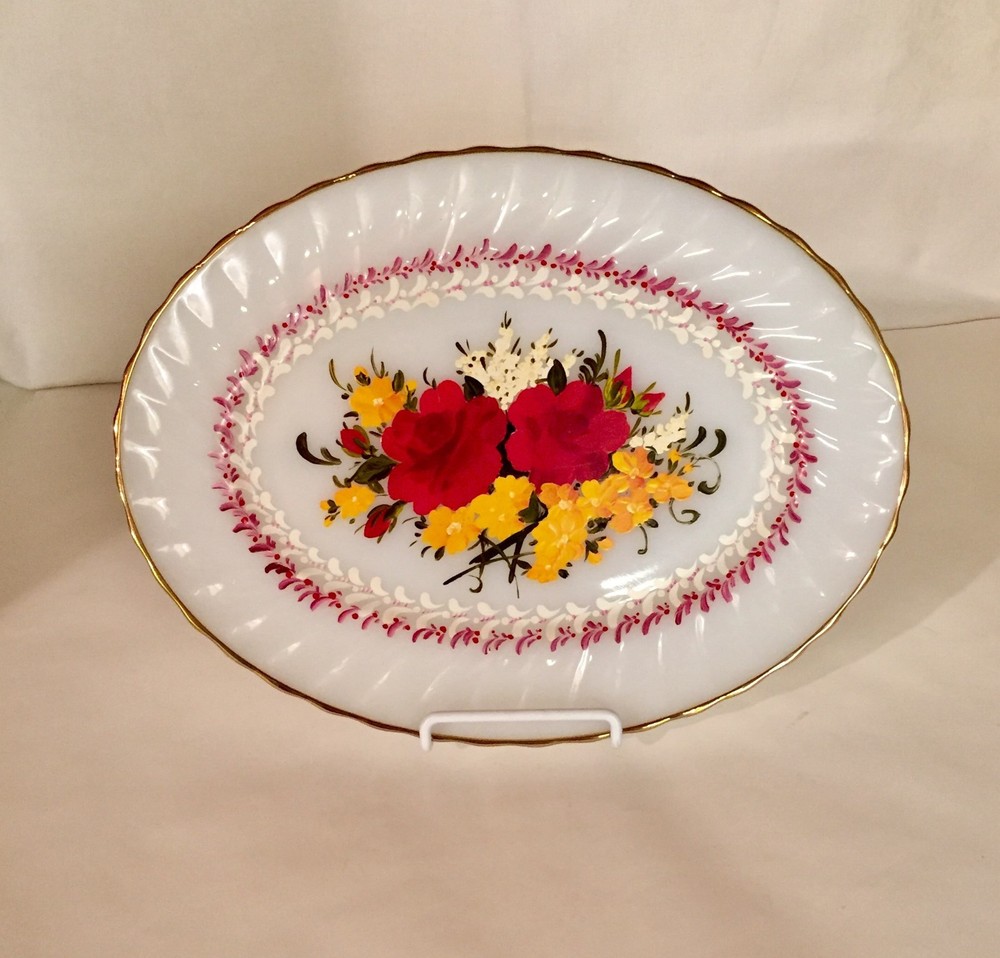 Fire King Shell 13" Hand Painted Platter