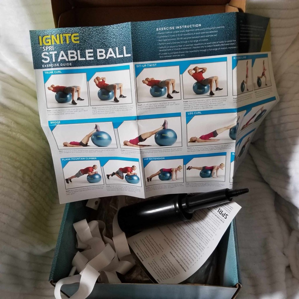 Spri IGNITE Stable Ball 65cm with Hand Pump max 300lbs stabilizing base compound