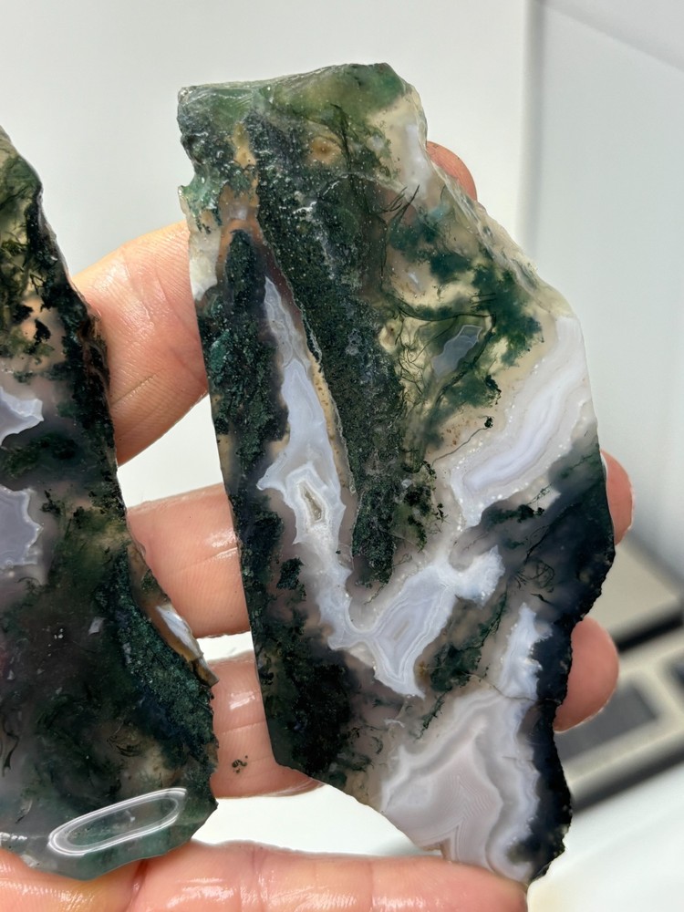 Semi-translucent Moss Agate Slabs Cabbing Lapidary Combo Ship Avail