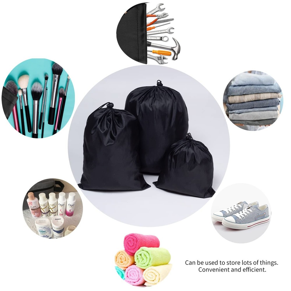 Jarler 15packs Drawstring Bag String with Toggle - 15Pcs Multi Size, Black