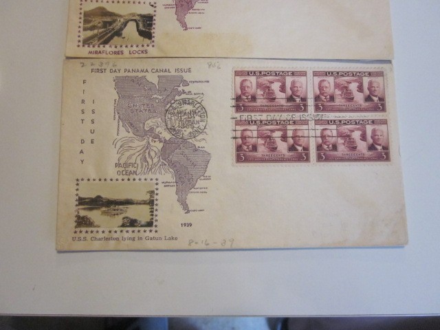2 DIFF US COVER PANAMA CANAL FDC SCOTT 856 CROSBY MAP CACHETS W/DIFF PICTURES