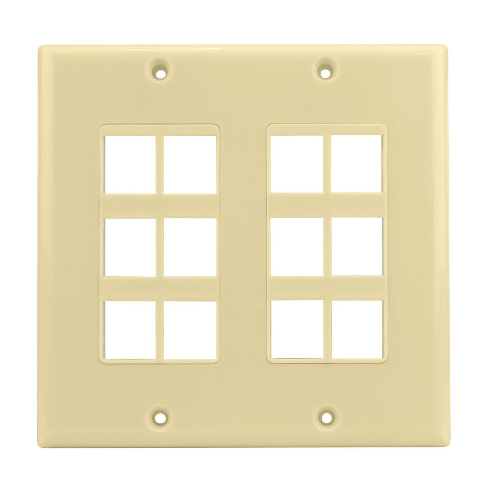 Construct Pro™ Double-Gang 12-Port Keystone Wall Plate (Ivory)