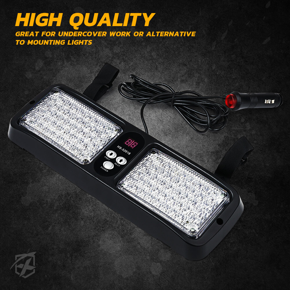 Xprite Amber/Yellow 86 LED Strobe Light Sunshield Visor Mount Emergency Warning