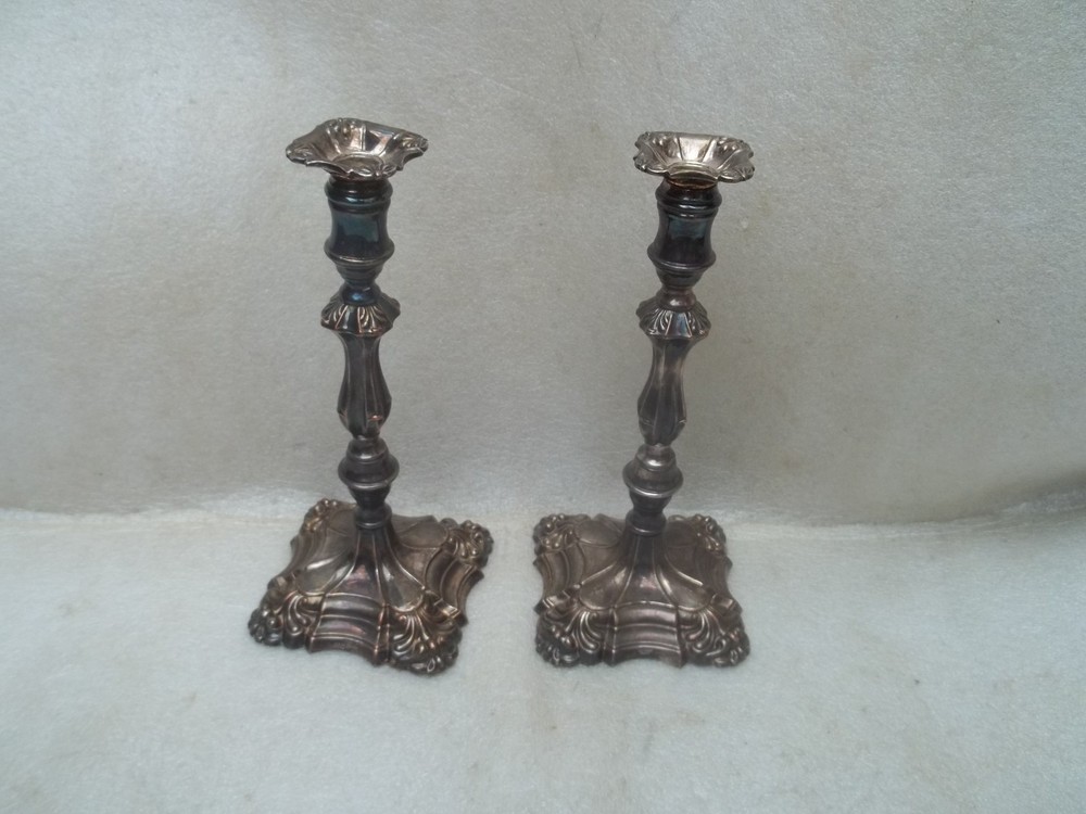 Antique Victorian Silver Plated Candlesticks.
