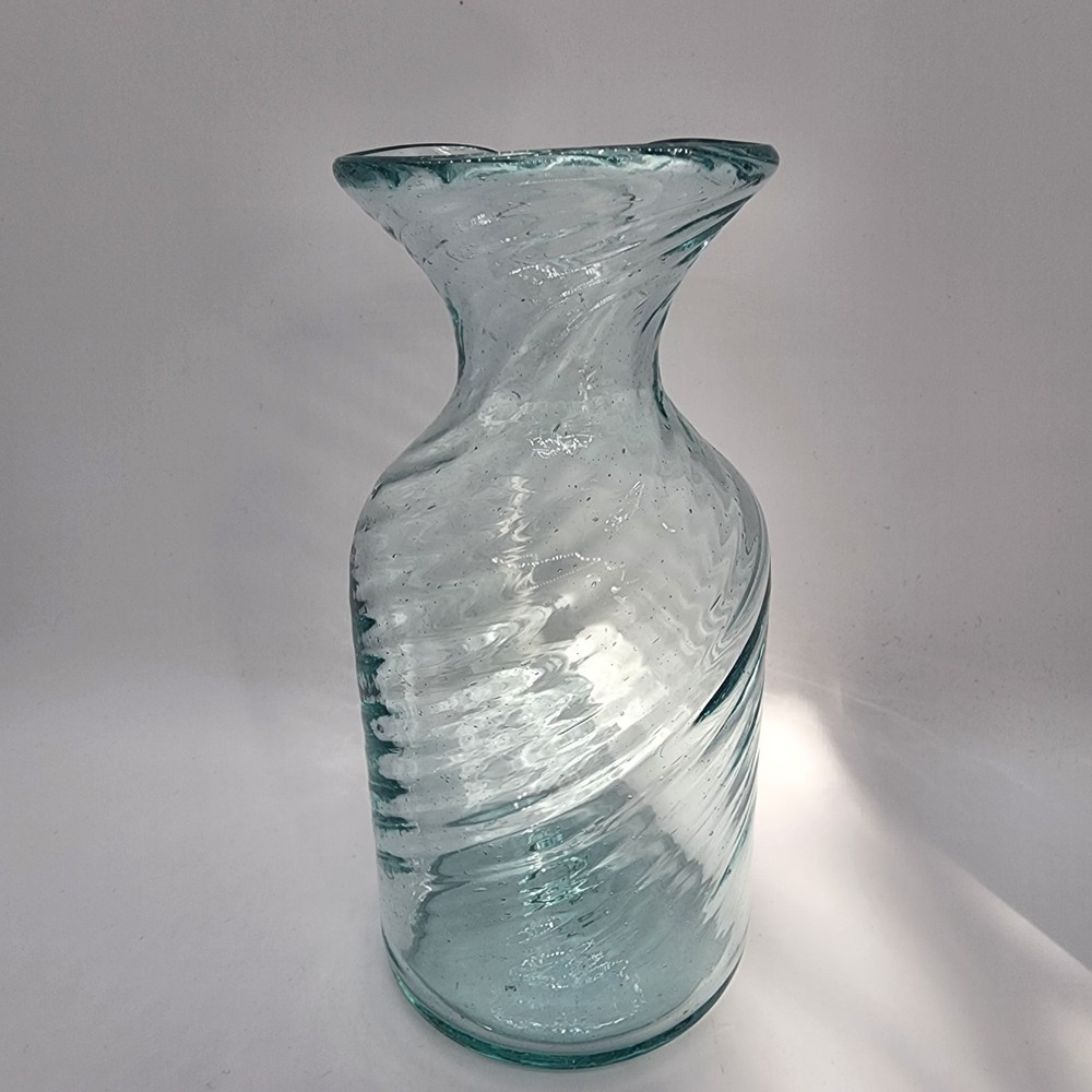 Clear Handblown Seeded Swirl Pitcher