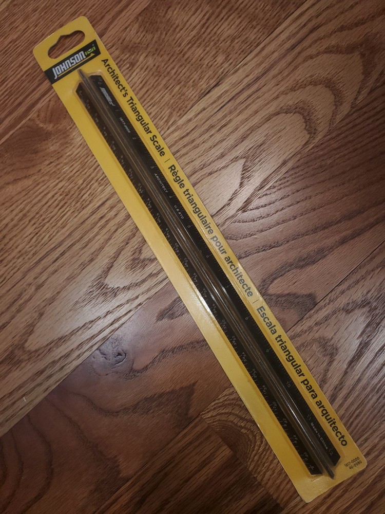 Johnson Level Triangular Architect Scale 1817-0000 NEW ruler 40-0080