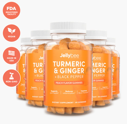 JellyBee Turmeric & Ginger Gummies - 5 bottles