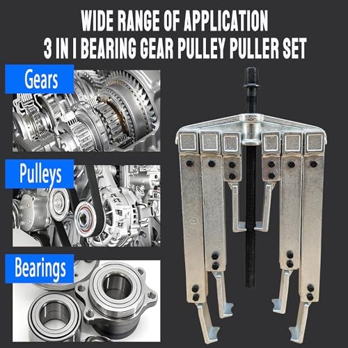 Gear Puller Set, 3 in1 Heavy Duty Bearing/Pulley Puller Kit, Lengthening Red