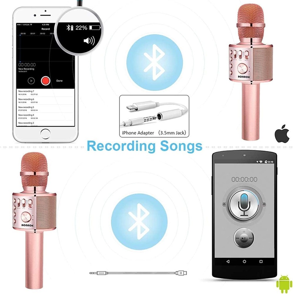 Portable Bluetooth Karaoke Microphone for Kids & Adults - Echo Control Feature