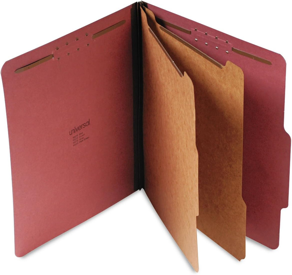 10270 Pressboard Classification Folder, Letter, Six-Section, Red, 10/Box